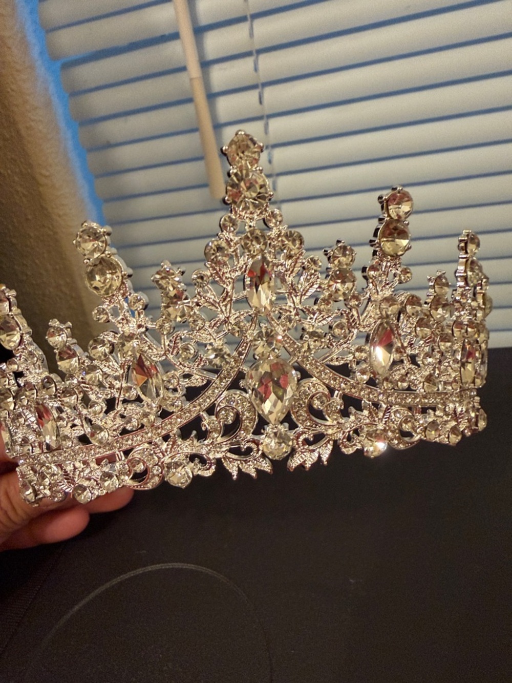 Crystal Bridal Tiara Crown - Silver Rhinestone Accent - Picture 2 of 4